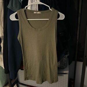 Active Basic Green Fitted Sleeveless Tank Top